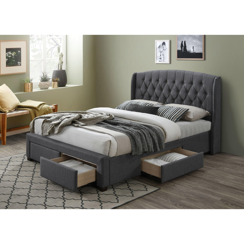 Honeydew King Size Bed Frame Timber Mattress Base With Storage Drawers - Grey - John Cootes