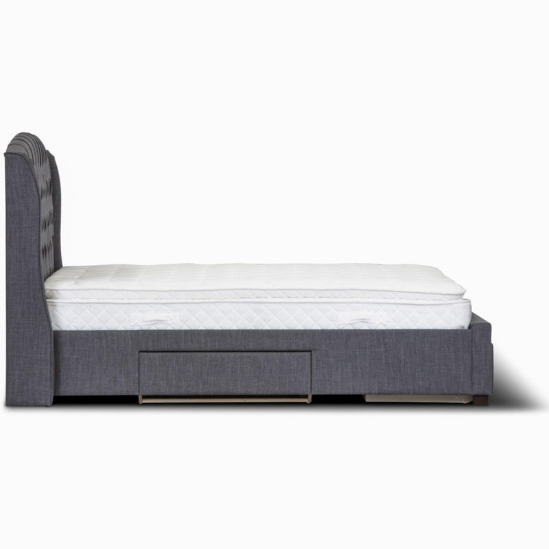 Honeydew King Size Bed Frame Timber Mattress Base With Storage Drawers - Grey - John Cootes