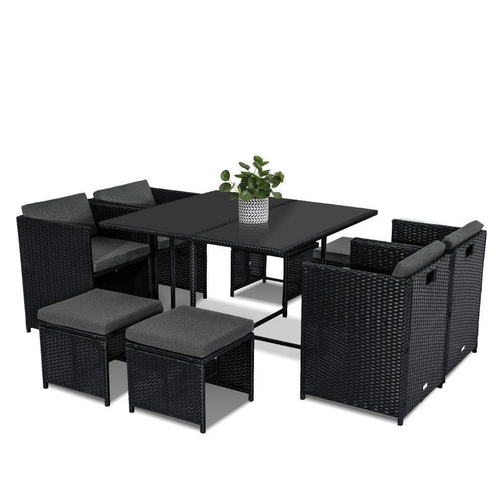 Horrocks 8 Seater Outdoor Dining Set – Black - John Cootes