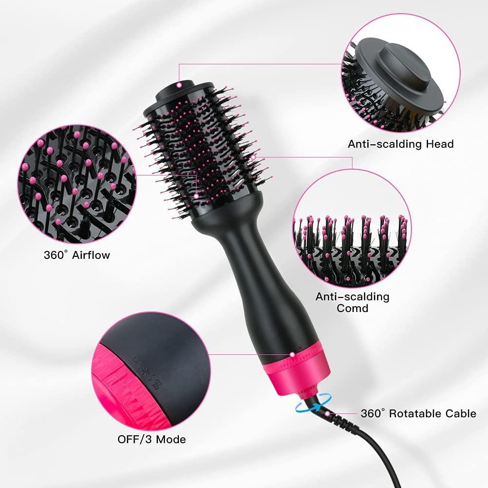 Hot Air One-Step Hair Dryer Negative Ion Anti-Frizz Blowout for Drying,Straightening, Curling and Volumizer (AU Plug) - John Cootes