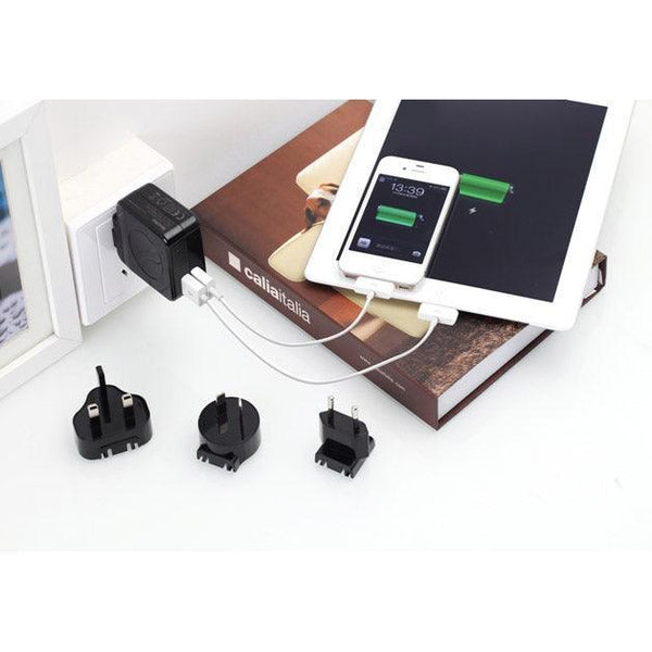 Huntkey TravelMate Multi Plugs USB Wall Charger Adapter 4.2 A US UK EU AU Plugs with Car Charger (D204) - John Cootes