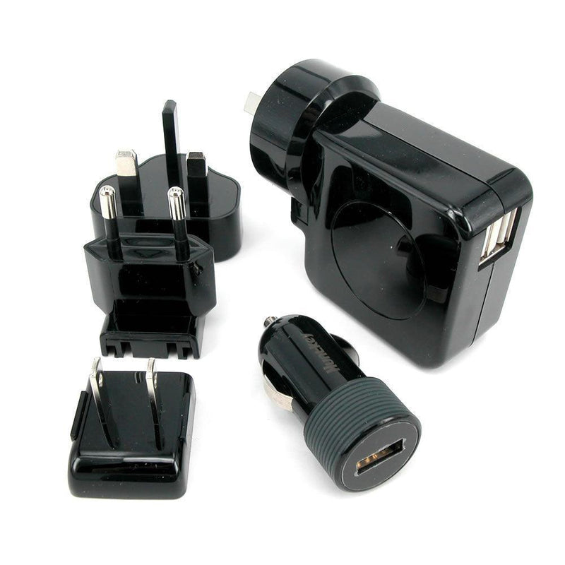 Huntkey TravelMate Multi Plugs USB Wall Charger Adapter 4.2 A US UK EU AU Plugs with Car Charger (D204) - John Cootes