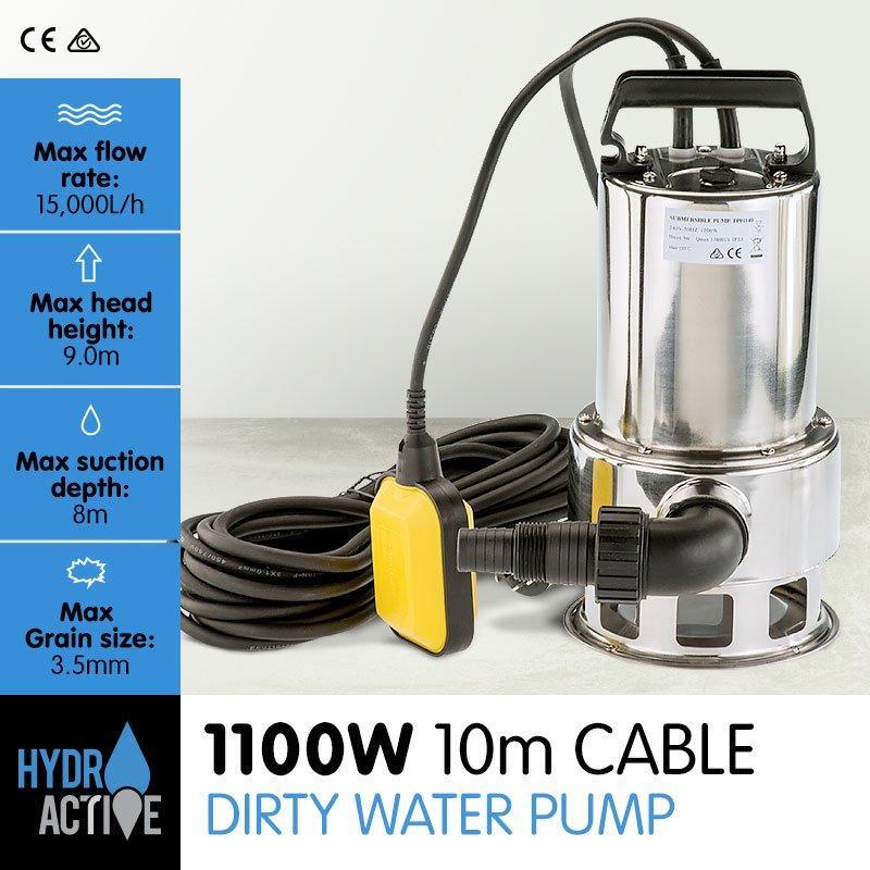 HydroActive Submersible Dirty Water Pump - 1100W - John Cootes