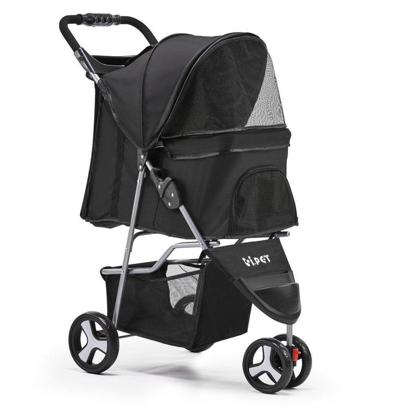 i.Pet 3 Wheel Pet Stroller - Black - John Cootes