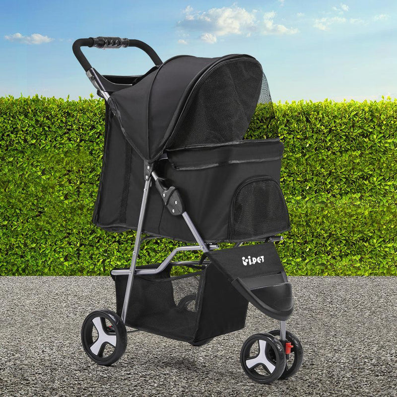 i.Pet 3 Wheel Pet Stroller - Black - John Cootes