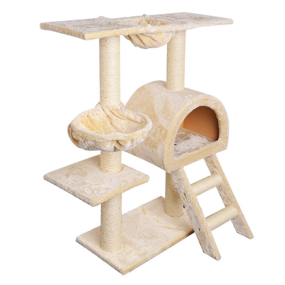 i.Pet Cat Tree 100cm Trees Scratching Post Scratcher Tower Condo House Furniture Wood Beige - John Cootes