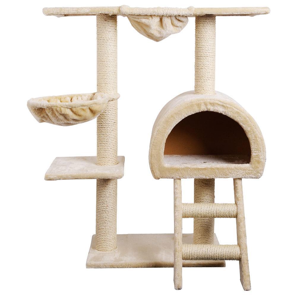 i.Pet Cat Tree 100cm Trees Scratching Post Scratcher Tower Condo House Furniture Wood Beige - John Cootes