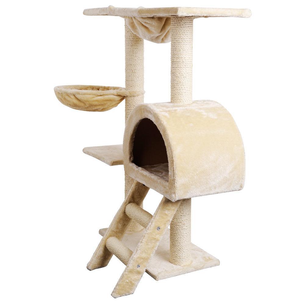 i.Pet Cat Tree 100cm Trees Scratching Post Scratcher Tower Condo House Furniture Wood Beige - John Cootes