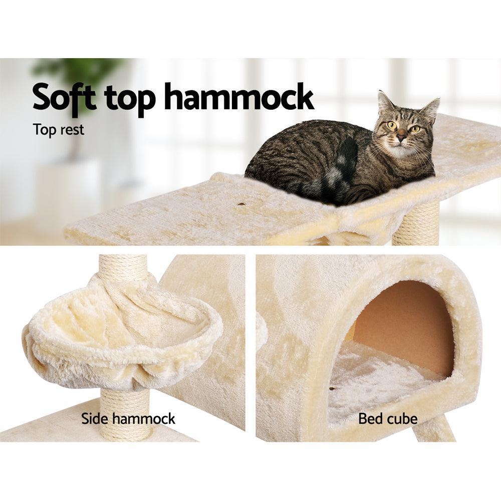 i.Pet Cat Tree 100cm Trees Scratching Post Scratcher Tower Condo House Furniture Wood Beige - John Cootes