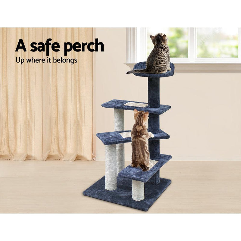 i.Pet Cat Tree 100cm Trees Scratching Post Scratcher Tower Condo House Furniture Wood Steps - John Cootes