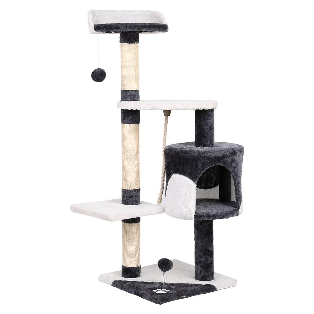 i.Pet Cat Tree 112cm Trees Scratching Post Scratcher Tower Condo House Furniture Wood - John Cootes