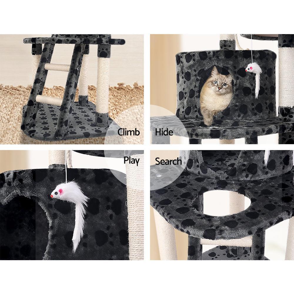 i.Pet Cat Tree 120cm Trees Scratching Post Scratcher Tower Condo House Furniture Wood 120cm - John Cootes