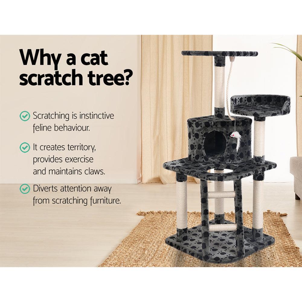 i.Pet Cat Tree 120cm Trees Scratching Post Scratcher Tower Condo House Furniture Wood 120cm - John Cootes