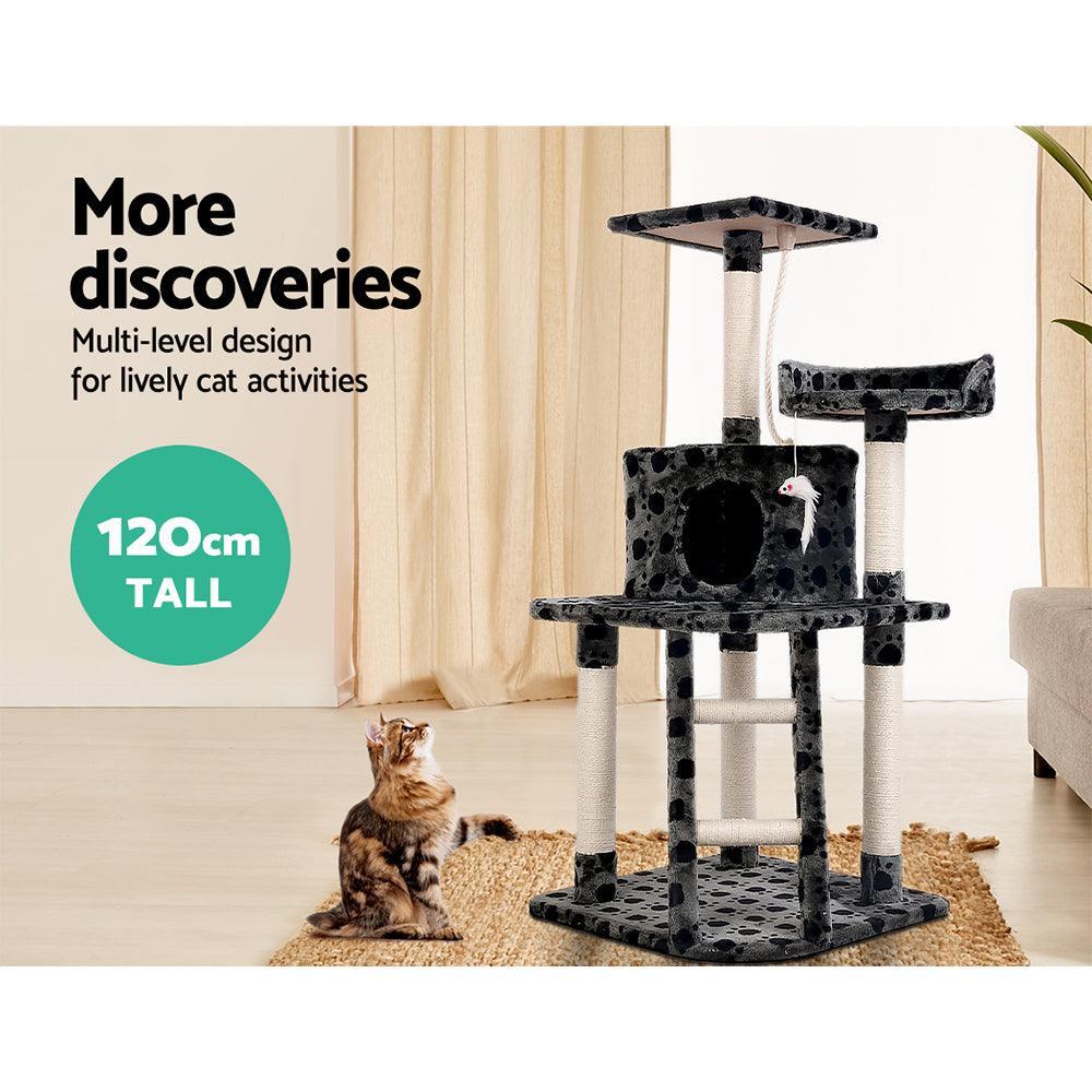 i.Pet Cat Tree 120cm Trees Scratching Post Scratcher Tower Condo House Furniture Wood 120cm - John Cootes