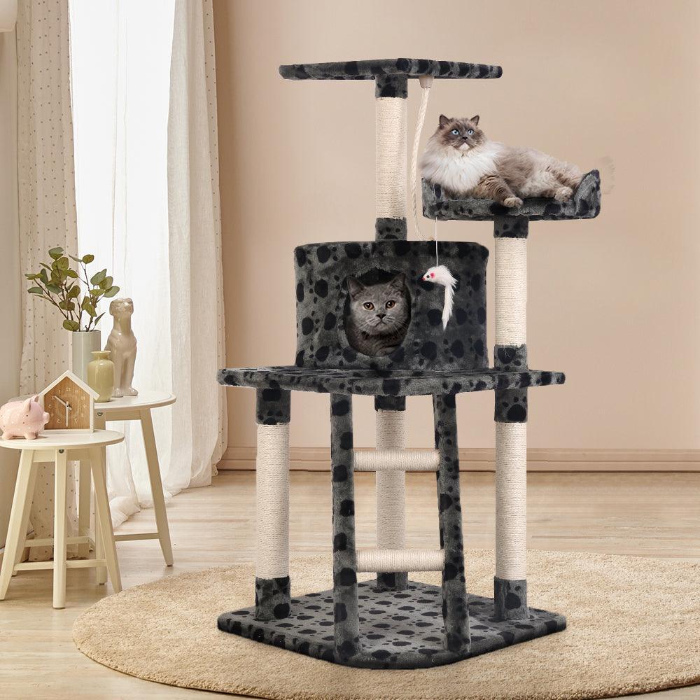 i.Pet Cat Tree 120cm Trees Scratching Post Scratcher Tower Condo House Furniture Wood 120cm - John Cootes