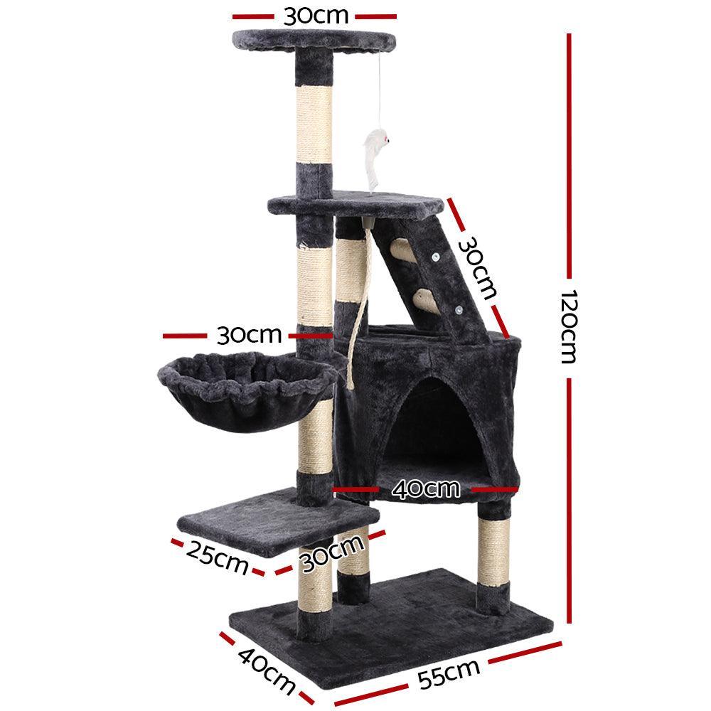 i.Pet Cat Tree 120cm Trees Scratching Post Scratcher Tower Condo House Furniture Wood Multi Level - John Cootes