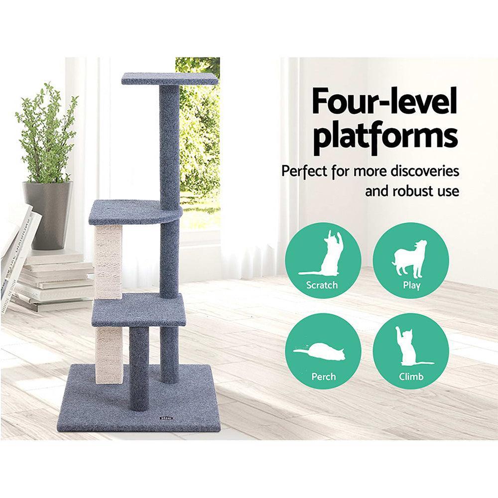 i.Pet Cat Tree 124cm Trees Scratching Post Scratcher Tower Condo House Furniture Wood Steps - John Cootes