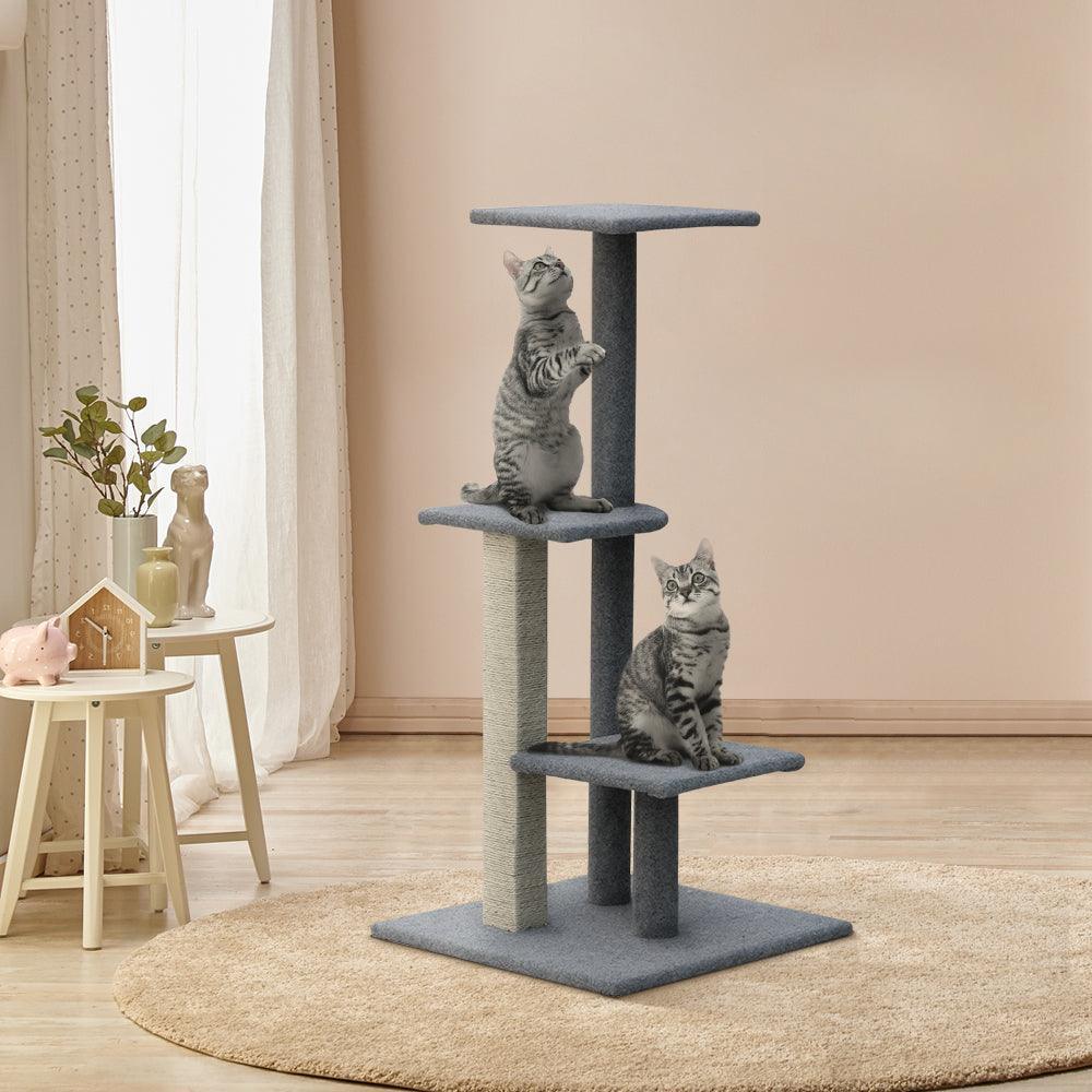 i.Pet Cat Tree 124cm Trees Scratching Post Scratcher Tower Condo House Furniture Wood Steps - John Cootes