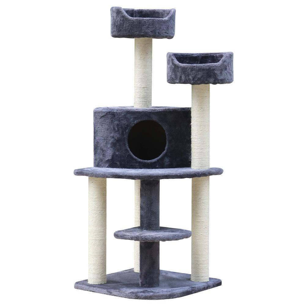 i.Pet Cat Tree 126cm Trees Scratching Post Scratcher Tower Condo House Furniture Wood - John Cootes