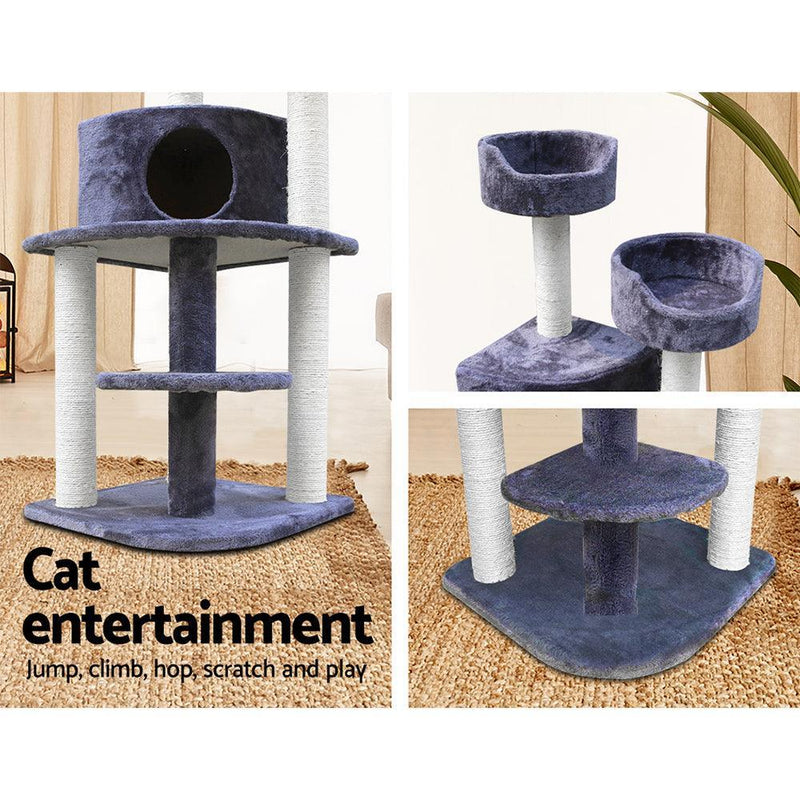 i.Pet Cat Tree 126cm Trees Scratching Post Scratcher Tower Condo House Furniture Wood - John Cootes