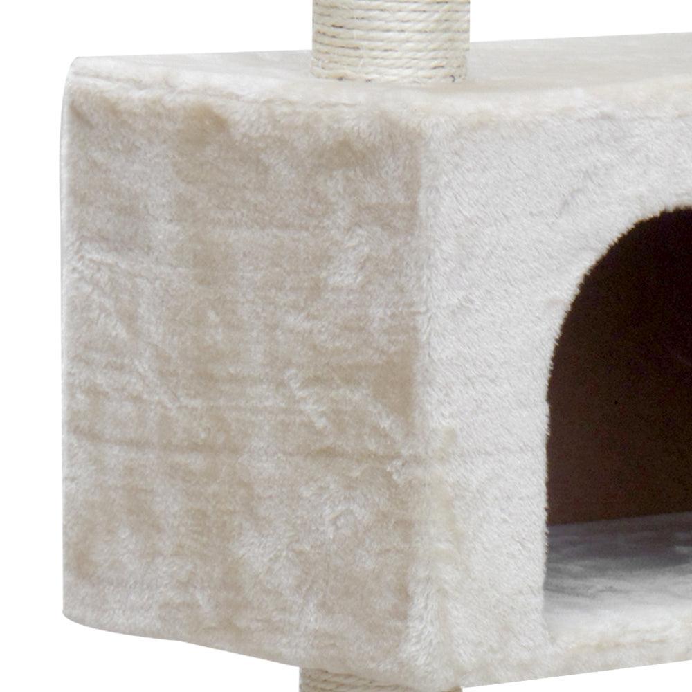 i.Pet Cat Tree 134cm Trees Scratching Post Scratcher Tower Condo House Furniture Wood Beige - John Cootes