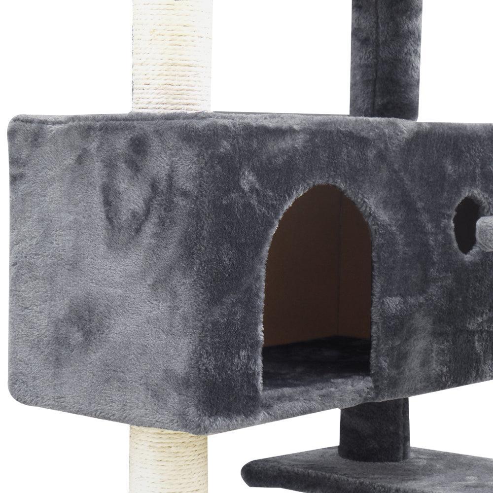 i.Pet Cat Tree 134cm Trees Scratching Post Scratcher Tower Condo House Furniture Wood Grey - John Cootes