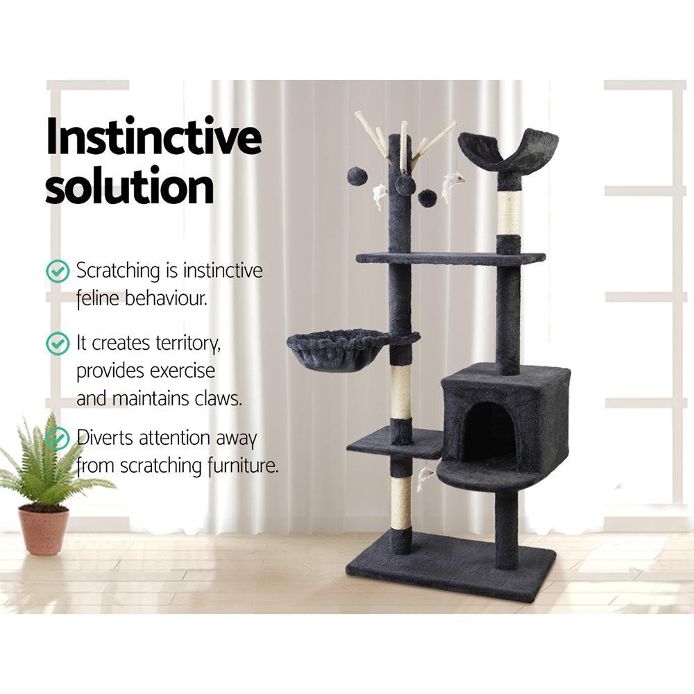 i.Pet Cat Tree 140cm Trees Scratching Post Scratcher Tower Condo House Furniture Wood - John Cootes