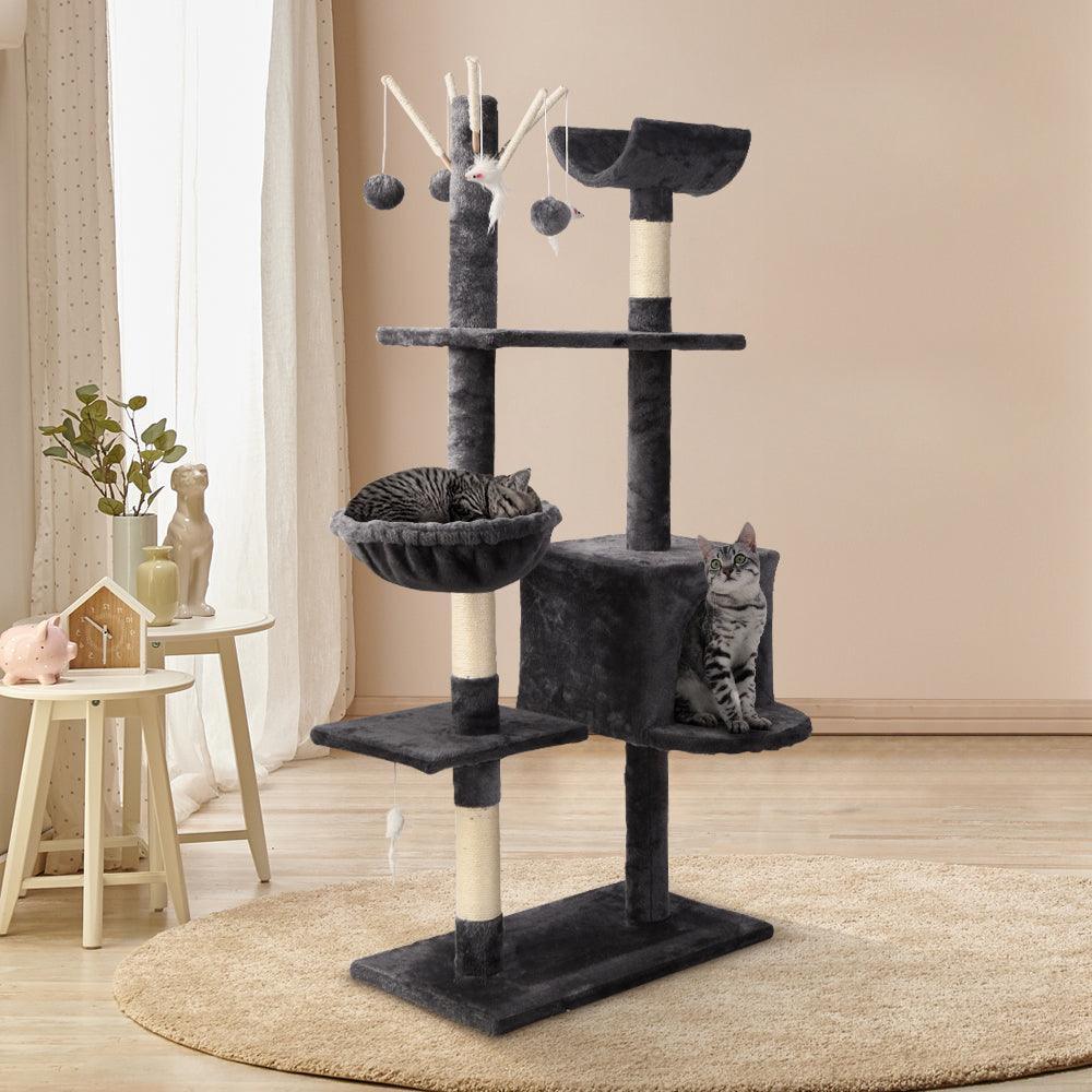 i.Pet Cat Tree 140cm Trees Scratching Post Scratcher Tower Condo House Furniture Wood - John Cootes