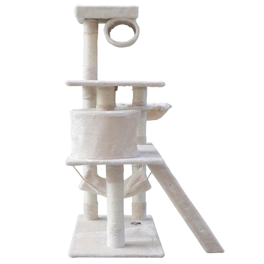 i.Pet Cat Tree 141cm Trees Scratching Post Scratcher Tower Condo House Furniture Wood Beige - John Cootes