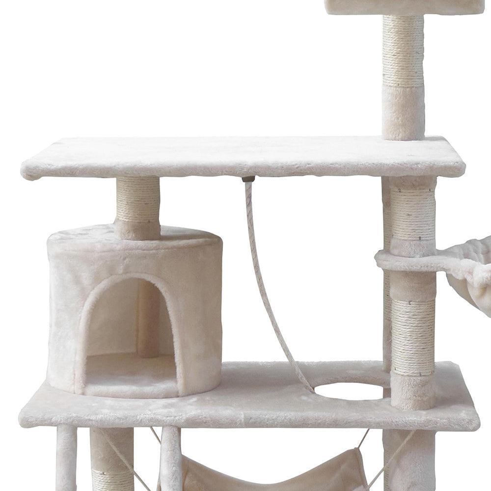 i.Pet Cat Tree 141cm Trees Scratching Post Scratcher Tower Condo House Furniture Wood Beige - John Cootes