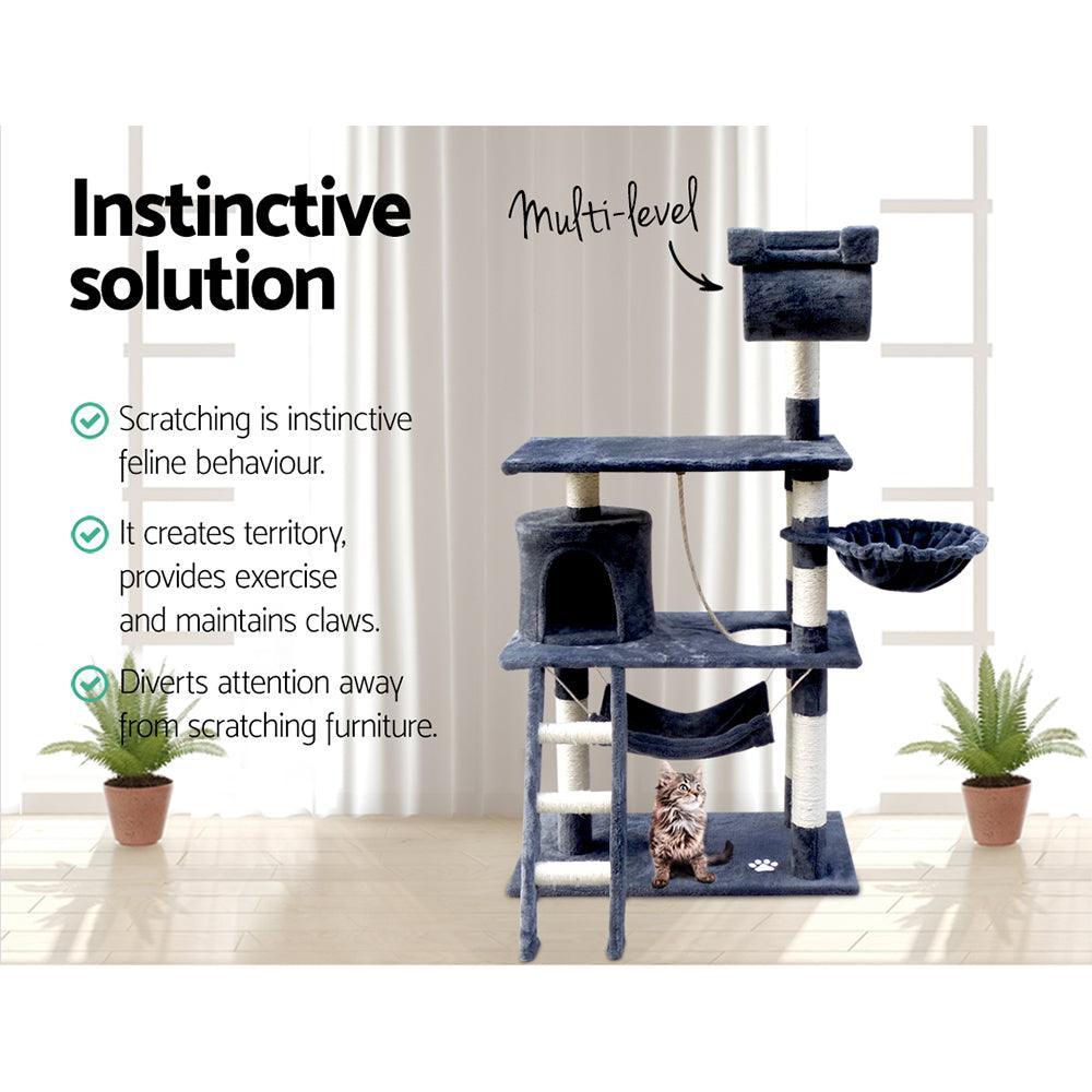 i.Pet Cat Tree 141cm Trees Scratching Post Scratcher Tower Condo House Furniture Wood - John Cootes