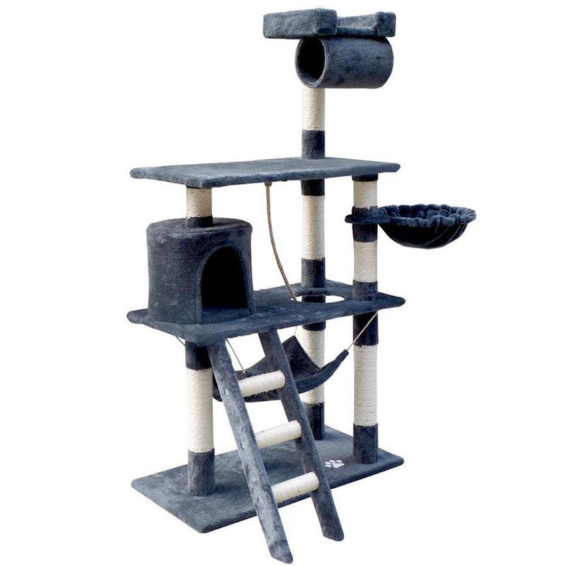 i.Pet Cat Tree 141cm Trees Scratching Post Scratcher Tower Condo House Furniture Wood - John Cootes