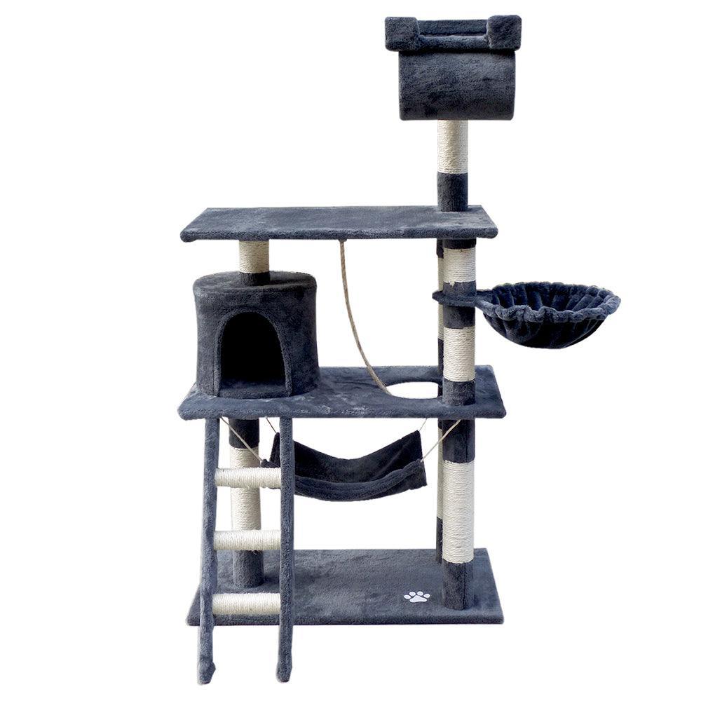 i.Pet Cat Tree 141cm Trees Scratching Post Scratcher Tower Condo House Furniture Wood - John Cootes