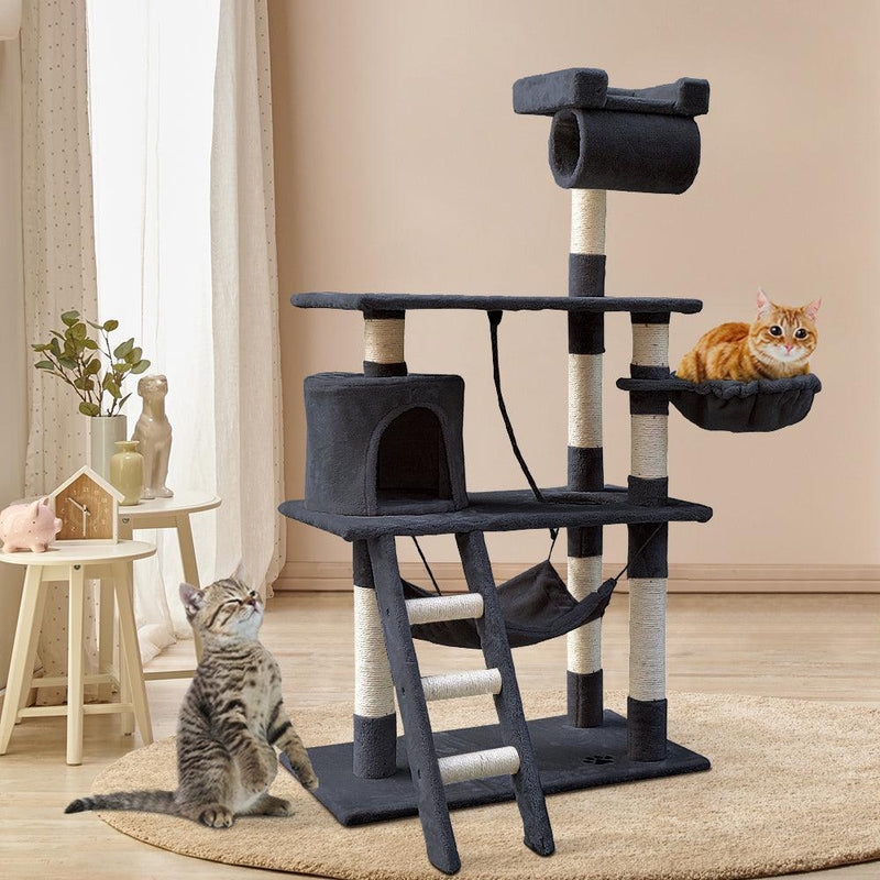 i.Pet Cat Tree 141cm Trees Scratching Post Scratcher Tower Condo House Furniture Wood - John Cootes