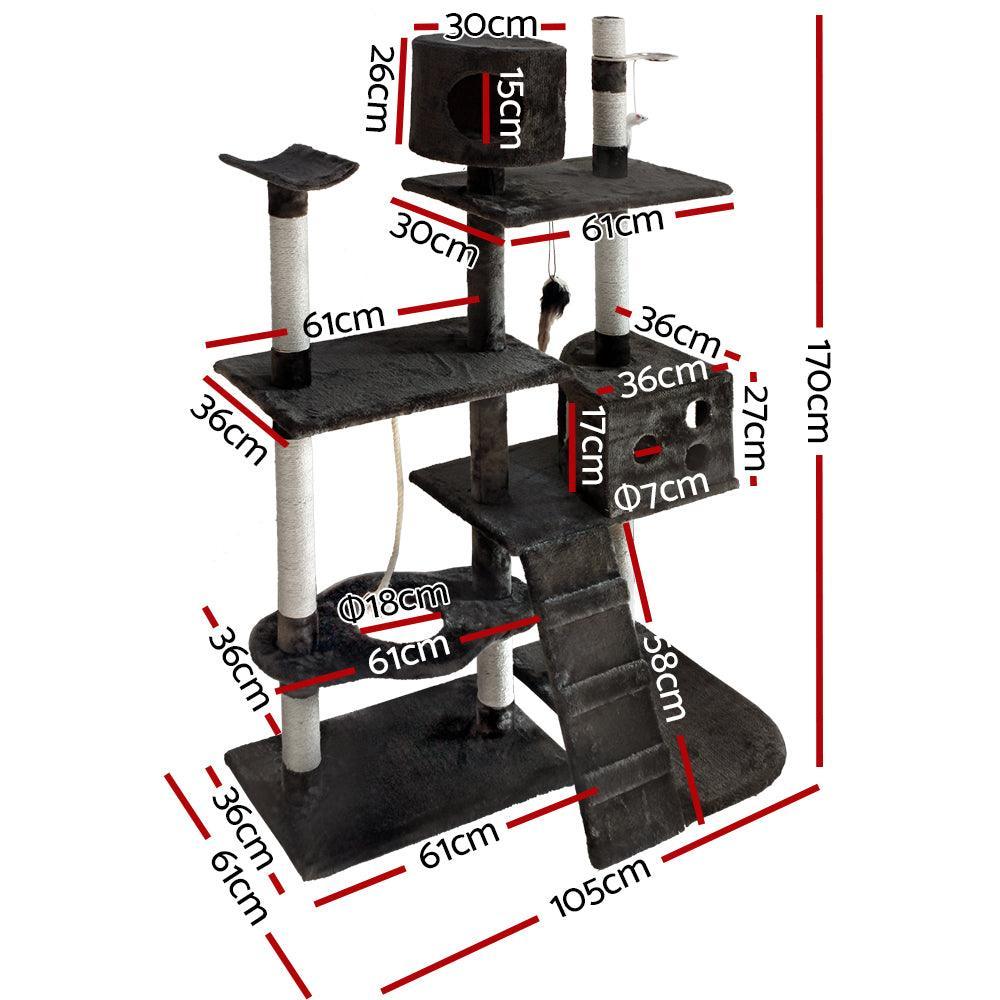 i.Pet Cat Tree 170cm Trees Scratching Post Scratcher Tower Condo House Furniture Wood - John Cootes