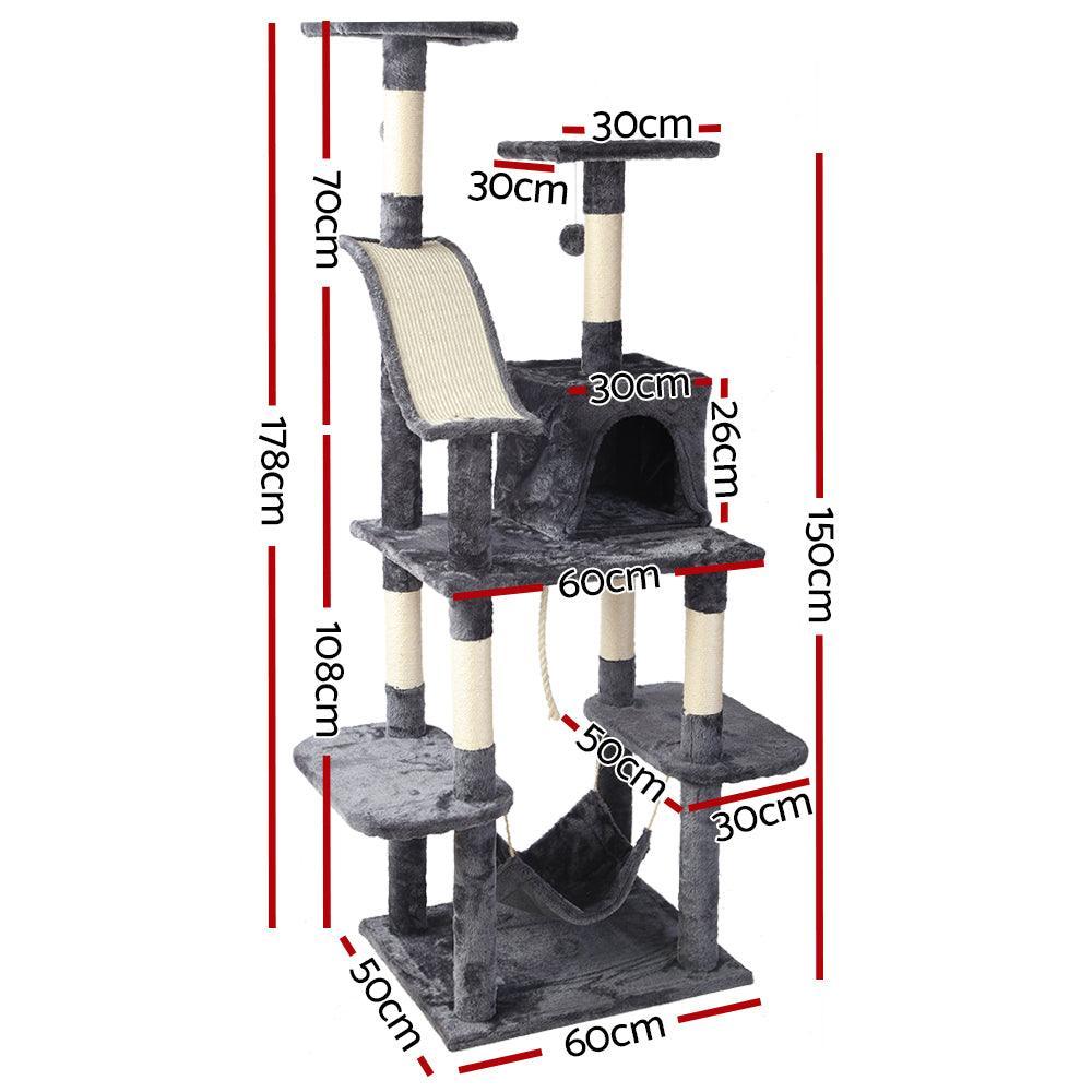 i.Pet Cat Tree 171cm Trees Scratching Post Scratcher Tower Condo House Furniture Wood - John Cootes