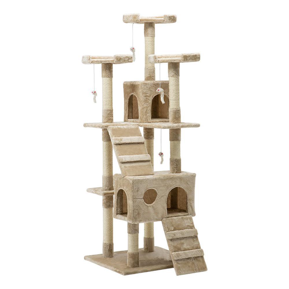 i.Pet Cat Tree 180cm Trees Scratching Post Scratcher Tower Condo House Furniture Wood Beige - John Cootes