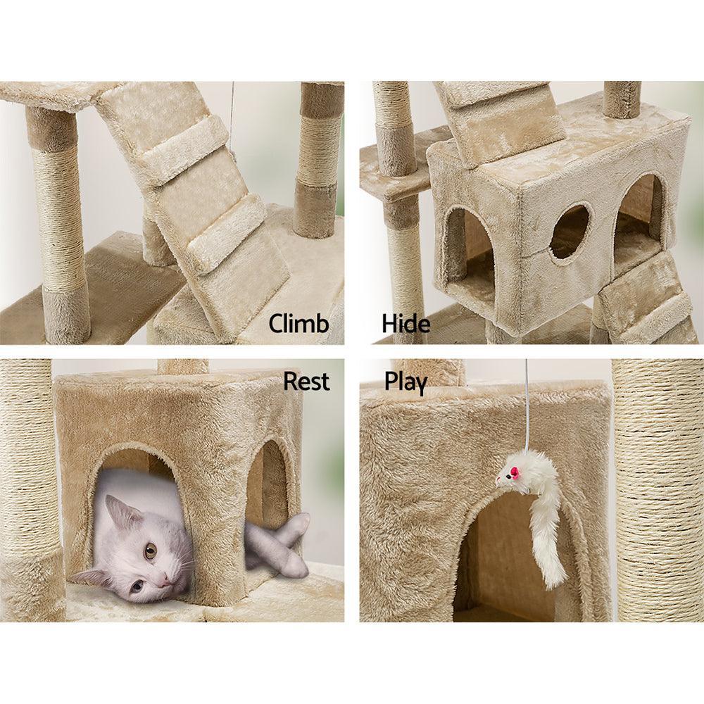 i.Pet Cat Tree 180cm Trees Scratching Post Scratcher Tower Condo House Furniture Wood Beige - John Cootes