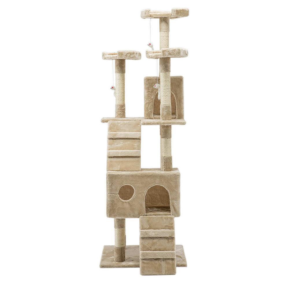 i.Pet Cat Tree 180cm Trees Scratching Post Scratcher Tower Condo House Furniture Wood Beige - John Cootes