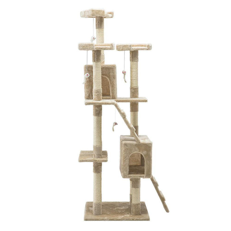 i.Pet Cat Tree 180cm Trees Scratching Post Scratcher Tower Condo House Furniture Wood Beige - John Cootes