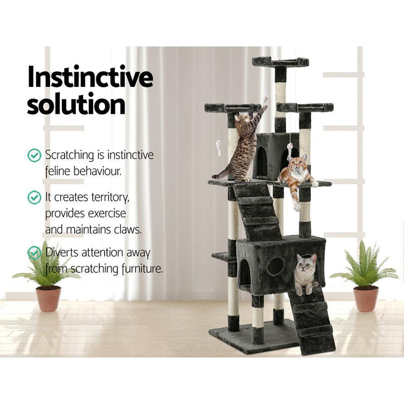 i.Pet Cat Tree 180cm Trees Scratching Post Scratcher Tower Condo House Furniture Wood - John Cootes