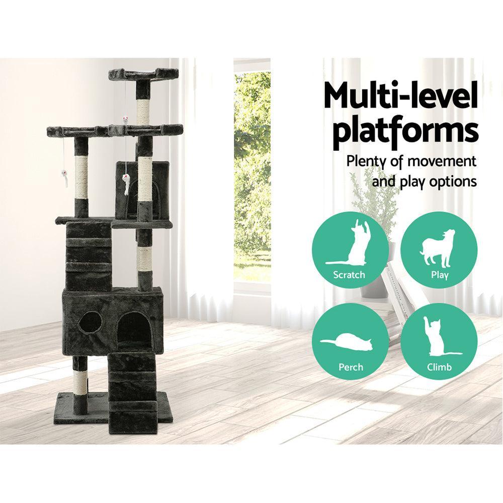 i.Pet Cat Tree 180cm Trees Scratching Post Scratcher Tower Condo House Furniture Wood - John Cootes