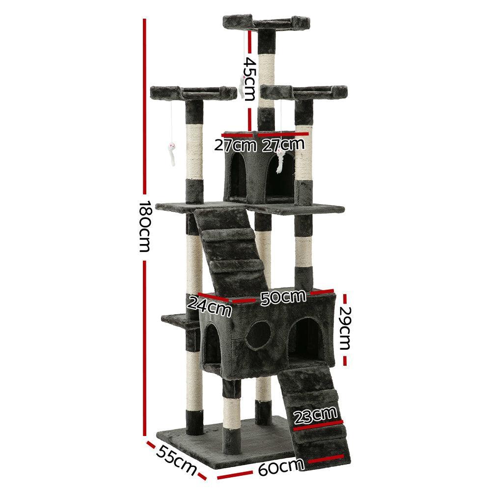 i.Pet Cat Tree 180cm Trees Scratching Post Scratcher Tower Condo House Furniture Wood - John Cootes