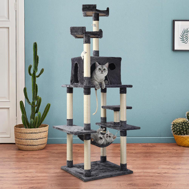 i.Pet Cat Tree 184cm Trees Scratching Post Scratcher Tower Condo House Furniture Wood - John Cootes