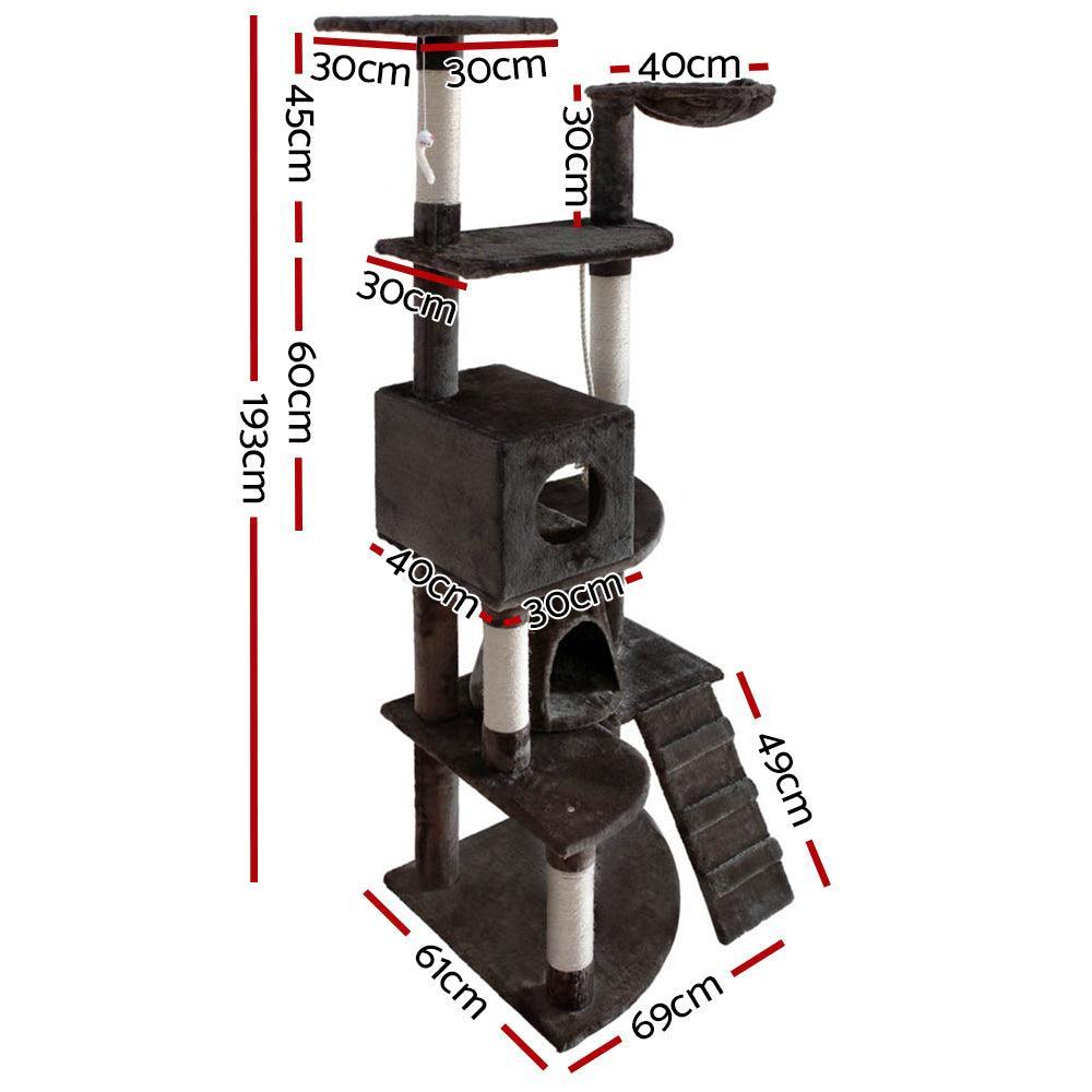 i.Pet Cat Tree 193cm Trees Scratching Post Scratcher Tower Condo House Furniture Wood - John Cootes