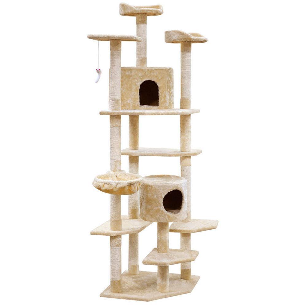 i.Pet Cat Tree 203cm Trees Scratching Post Scratcher Tower Condo House Furniture Wood Beige - John Cootes