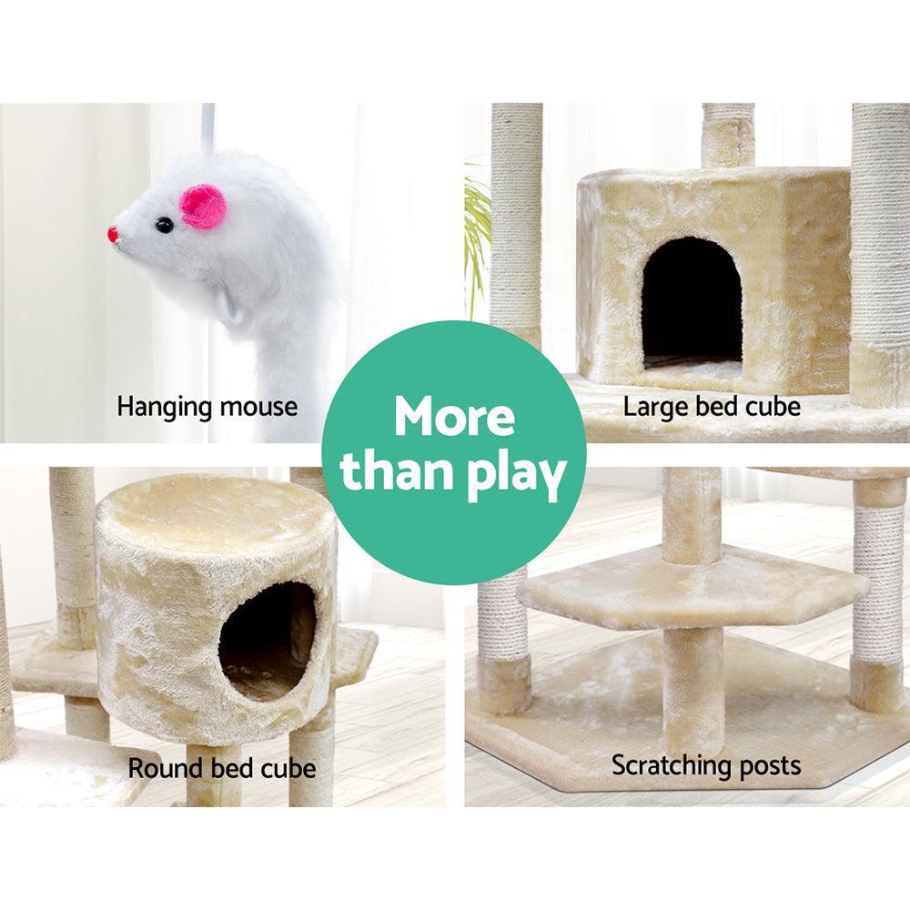 i.Pet Cat Tree 203cm Trees Scratching Post Scratcher Tower Condo House Furniture Wood Beige - John Cootes