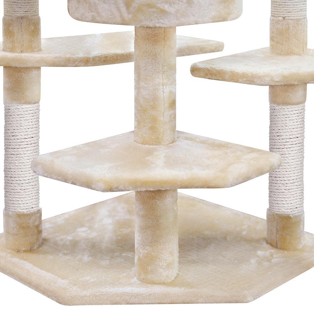 i.Pet Cat Tree 203cm Trees Scratching Post Scratcher Tower Condo House Furniture Wood Beige - John Cootes