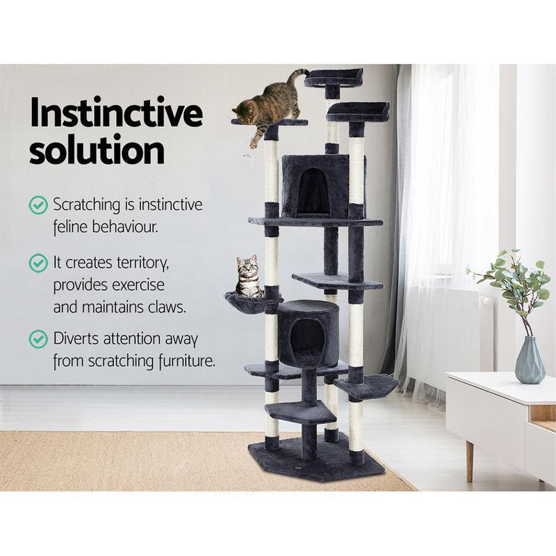 i.Pet Cat Tree 203cm Trees Scratching Post Scratcher Tower Condo House Furniture Wood - John Cootes