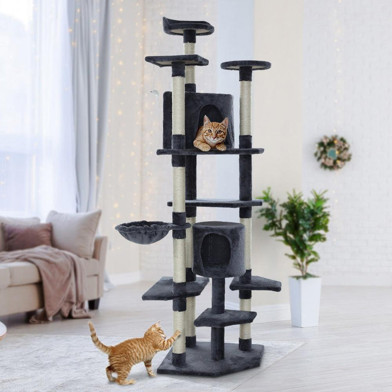 i.Pet Cat Tree 203cm Trees Scratching Post Scratcher Tower Condo House Furniture Wood - John Cootes